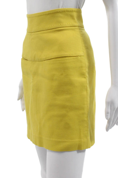 3.1 Phillip Lim Womens Mini Cotton Skirt Yellow Zip Size 0