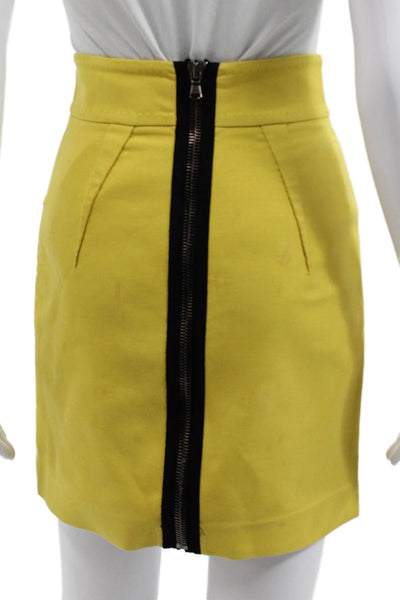 3.1 Phillip Lim Womens Mini Cotton Skirt Yellow Zip Size 0