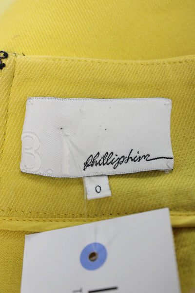 3.1 Phillip Lim Womens Mini Cotton Skirt Yellow Zip Size 0