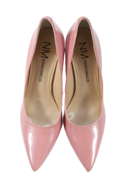 Neiman Marcus Womens Patent Leather Pointed Toe Pumps Pink Size 6 Medium