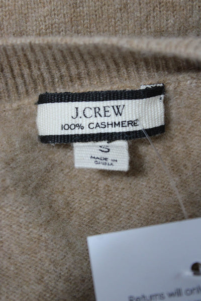 J Crew Womens Pullover Cashmere Crew Neck Beige Sweater Size S