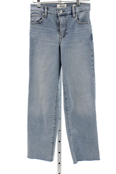 Frame Womens Straight Jeans Blue High Rise Cotton Blend Button Size 23