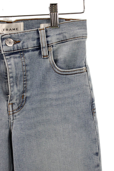 Frame Womens Straight Jeans Blue High Rise Cotton Blend Button Size 23