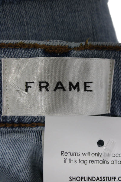 Frame Womens Straight Jeans Blue High Rise Cotton Blend Button Size 23