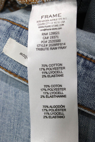 Frame Womens Straight Jeans Blue High Rise Cotton Blend Button Size 23