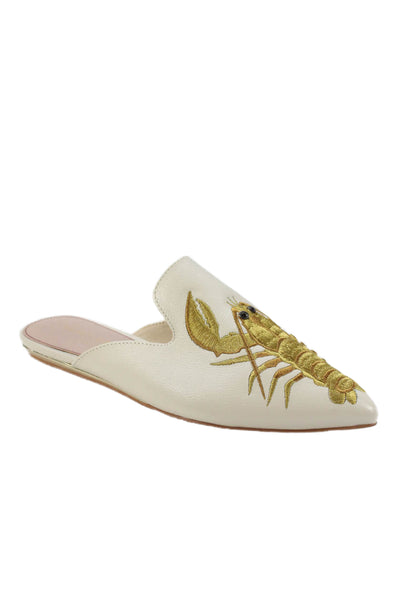 Kurt Geiger London Womens Leather Embroidered Mule Flats White Size 36 6
