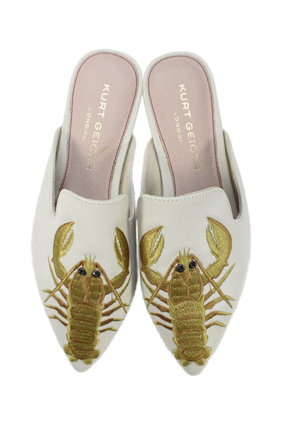 Kurt Geiger London Womens Leather Embroidered Mule Flats White Size 36 6
