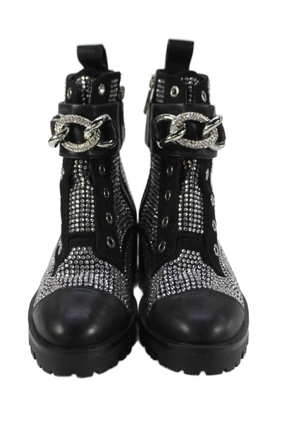 Karl Lagerfeld Womens Jeweled Belted Pepper Ankle Boots Black Size 6 Medium