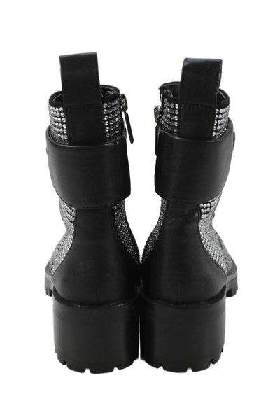 Karl Lagerfeld Womens Jeweled Belted Pepper Ankle Boots Black Size 6 Medium