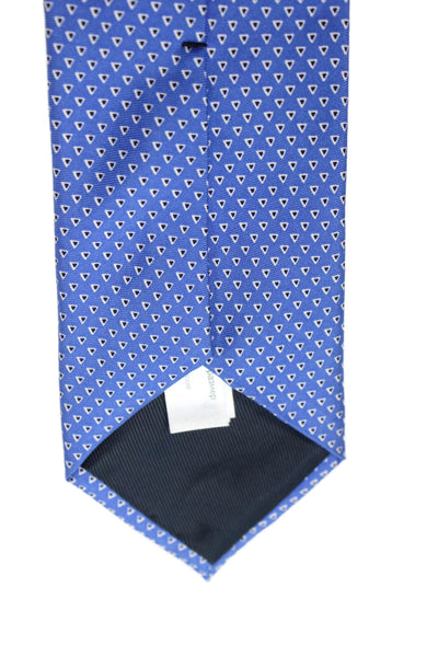Banana Republic Mens Silk Triangle Print Necktie Blue Multi Colored