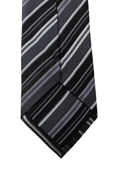 Calvin Klein Mens Silk Striped Skinny Necktie Black Grey