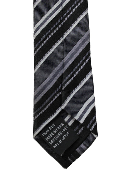 Calvin Klein Mens Silk Striped Skinny Necktie Black Grey