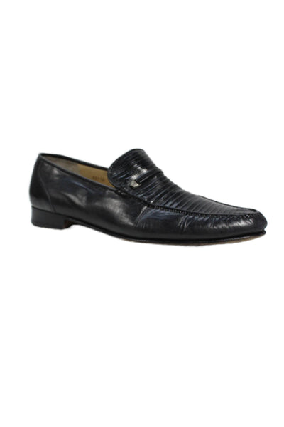 Bruno Magli Mens Leather Lizard Print Dress Shoe Loafers Black Size 10.5 Medium
