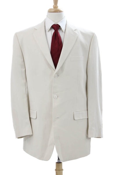 Calvin Klein Mens Silk Beige Blazer Button Closure Size 44