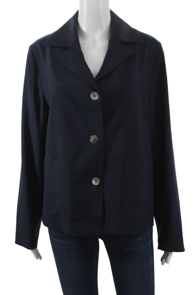 Estelle & Finn Women Blue Linen Blend Blazer Long Sleeve Button Size 10