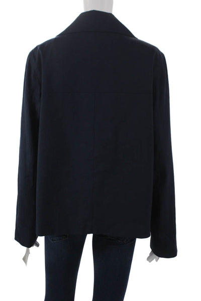 Estelle & Finn Women Blue Linen Blend Blazer Long Sleeve Button Size 10