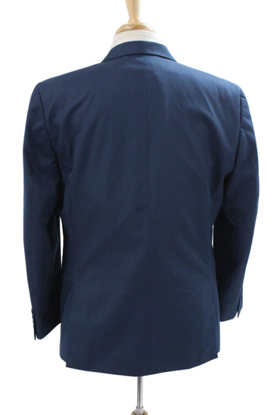 Andrew Fezza Mens Blue Solid Blazer Button Closure Size 42