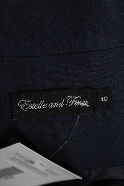 Estelle & Finn Women Blue Linen Blend Blazer Long Sleeve Button Size 10
