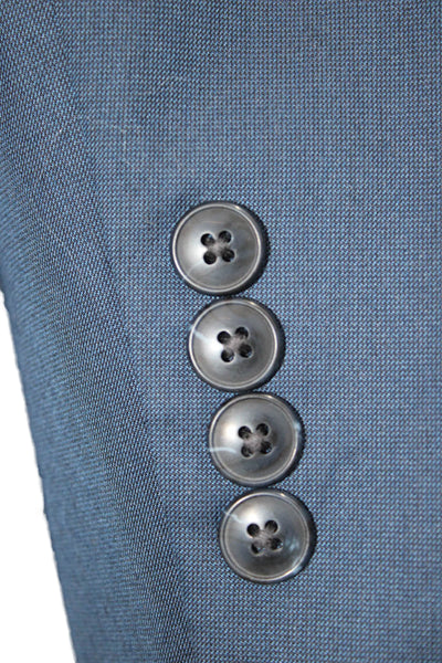 Andrew Fezza Mens Blue Solid Blazer Button Closure Size 42