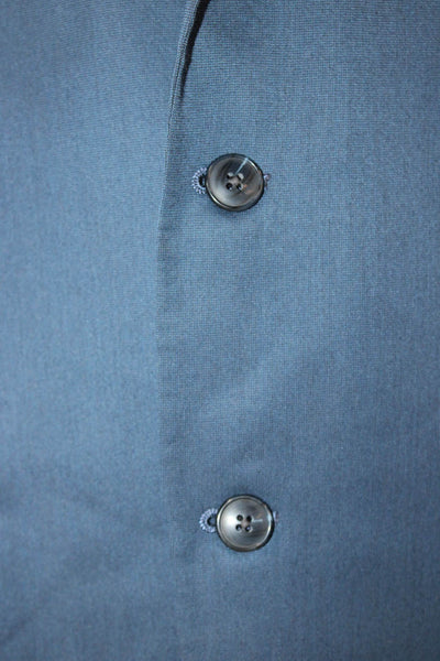 Andrew Fezza Mens Blue Solid Blazer Button Closure Size 42