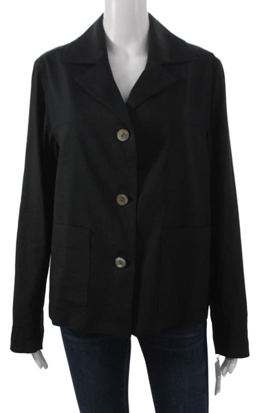Estelle & Finn Womens Basic Jacket Black Linen Button Long Sleeve Size 8