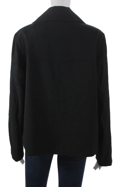 Estelle & Finn Womens Basic Jacket Black Linen Button Long Sleeve Size 8