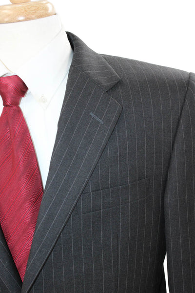 Hickey Freeman Mens Gray Striped Worsted Wool Blazer Button Size 40