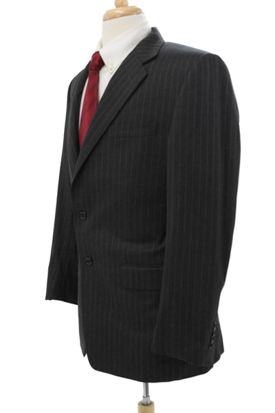 Hickey Freeman Mens Gray Striped Worsted Wool Blazer Button Size 40