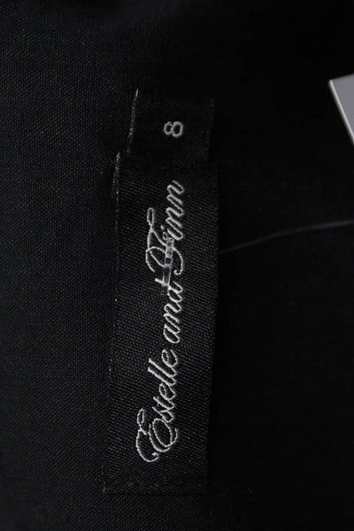 Estelle & Finn Womens Basic Jacket Black Linen Button Long Sleeve Size 8