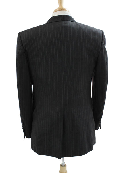 Hickey Freeman Mens Gray Striped Worsted Wool Blazer Button Size 40