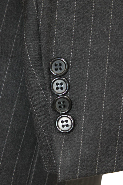Hickey Freeman Mens Gray Striped Worsted Wool Blazer Button Size 40