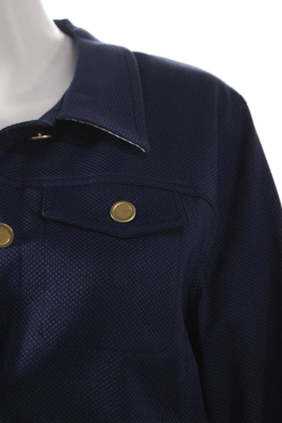 J Envie Women Blue Basic Jacket Cotton Blend Long Sleeve Button Size 4