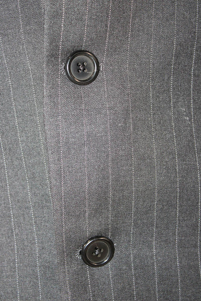 Hickey Freeman Mens Gray Striped Worsted Wool Blazer Button Size 40