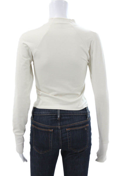 Athleta Women White Mock Neck Long Sleeve Pullover Casual Top Size S