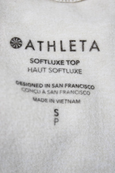 Athleta Women White Mock Neck Long Sleeve Pullover Casual Top Size S