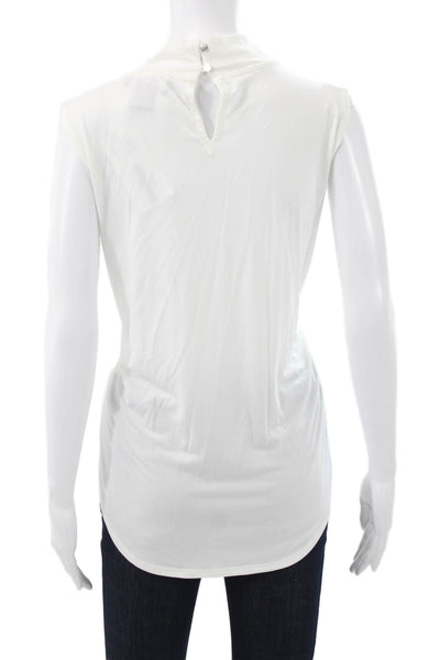 Athleta Women White Mock Neck Long Sleeve Pullover Casual Top Size S