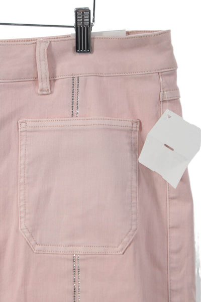 Joseph Ribkoff Women Pink Cropped Jeans Cotton Blend High Rise Size 18