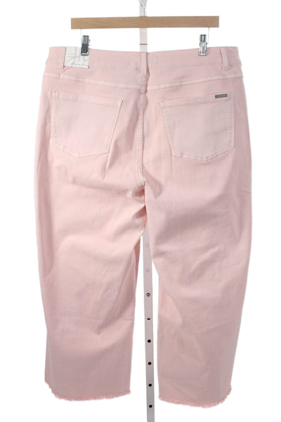 Joseph Ribkoff Women Pink Cropped Jeans Cotton Blend High Rise Size 18