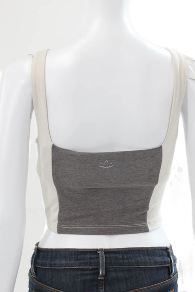 Beyond Yoga Women Cropped Tank Gray Colorblock Square Neck Size XS