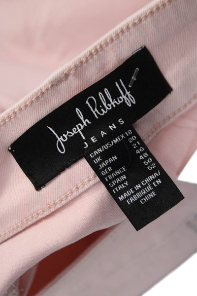 Joseph Ribkoff Women Pink Cropped Jeans Cotton Blend High Rise Size 18