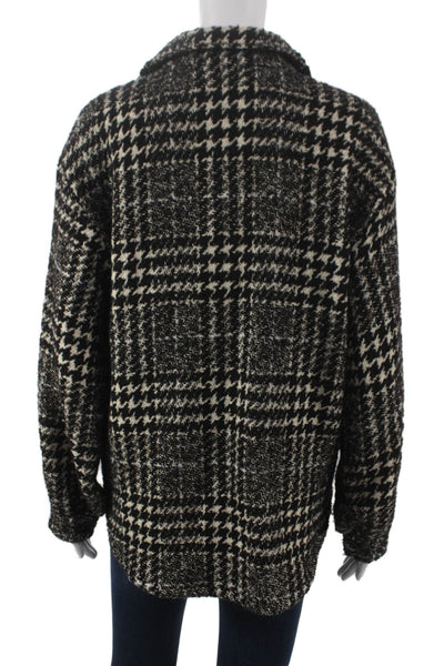 Ba&Sh Women Black Checked Button Front Basic Jacket Size S