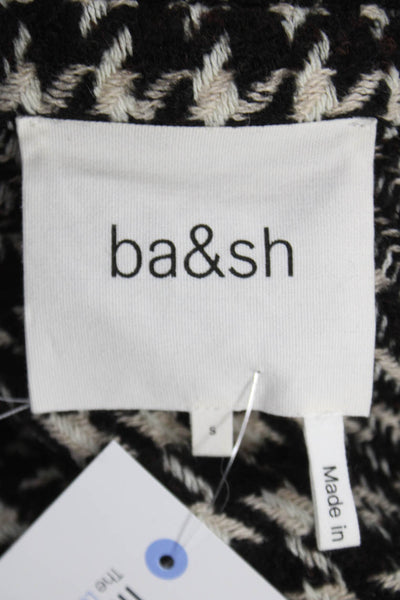 Ba&Sh Women Black Checked Button Front Basic Jacket Size S