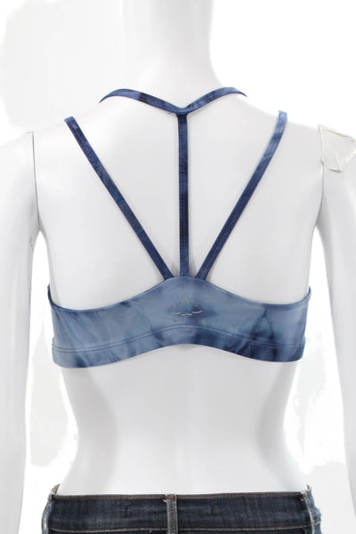 Beyond Yoga Womens Strappy Back Tie Dyed Scoop Neck Sports Bra Blue Size XS
