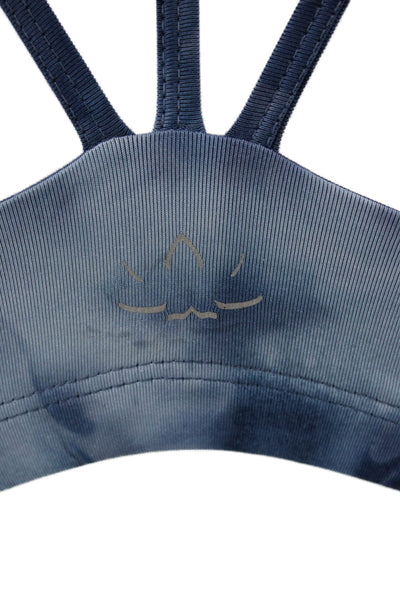 Beyond Yoga Womens Strappy Back Tie Dyed Scoop Neck Sports Bra Blue Size XS