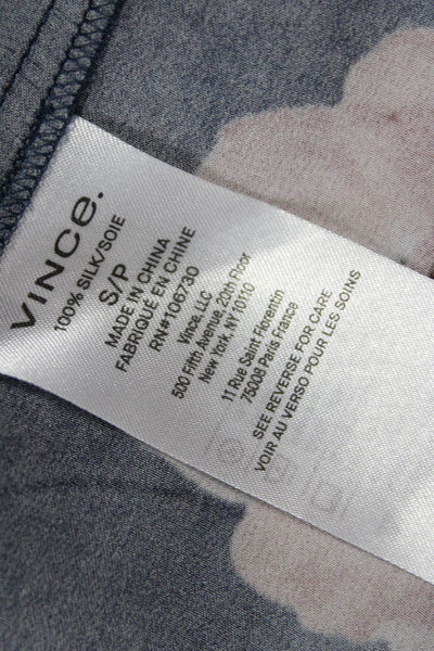 Vince Womens Silk Floral Button Collared Long Sleeve Blouse Size S Petite