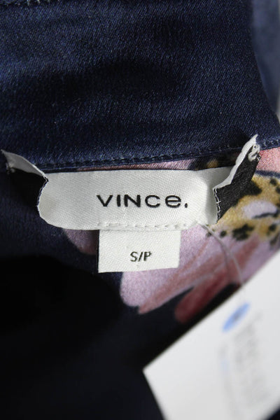 Vince Womens Silk Floral Button Collared Long Sleeve Blouse Size S Petite