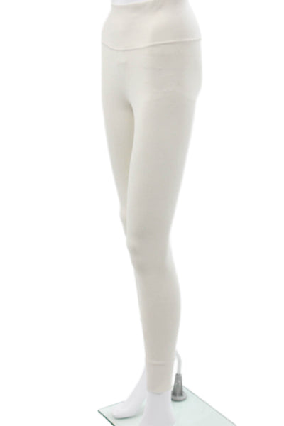 Athleta Women Ivory Ankle Leggings Polyester Blend Pull On Size S