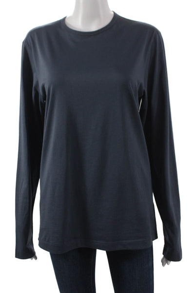 Theory Womens Basic Crew Neck Pima Cotton Blue Long Sleeve T-Shirt Size XS