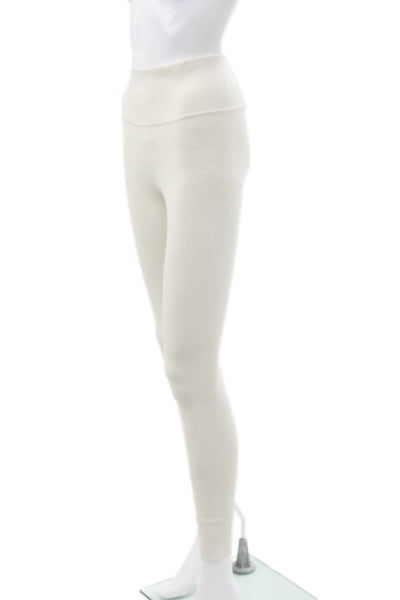 Athleta Women Ivory Ankle Leggings Polyester Blend Pull On Size S