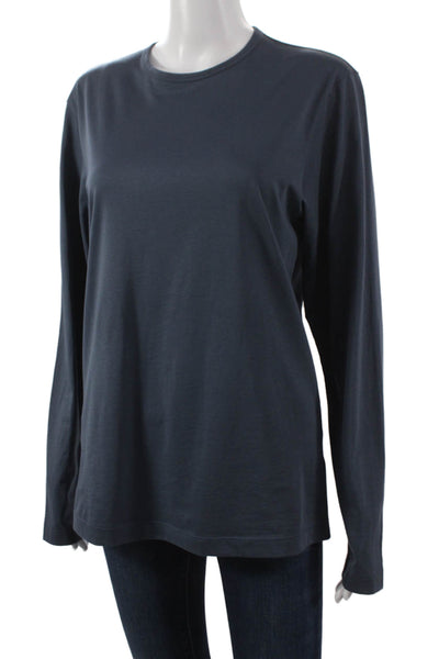 Theory Womens Basic Crew Neck Pima Cotton Blue Long Sleeve T-Shirt Size XS